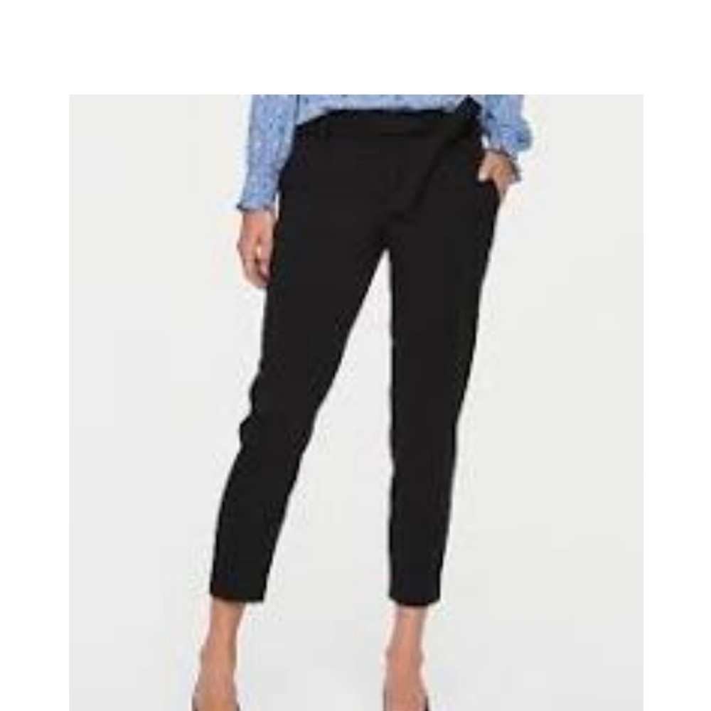 Loft Petite Slim Tie Waist Pants in Black